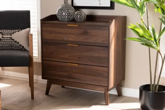 Walnut 3-Drawer Wood Chest-Kirkland's Home Store