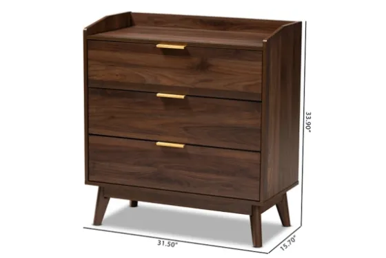Walnut 3-Drawer Wood Chest-Kirkland's Home Store
