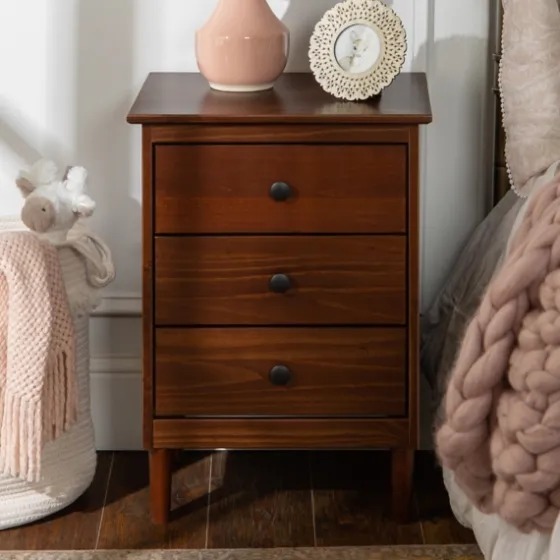 Walnut 3-Drawer Wood Nightstand-Kirkland's Home Shop