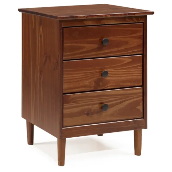 Walnut 3-Drawer Wood Nightstand-Kirkland's Home Shop