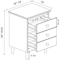 Walnut 3-Drawer Wood Nightstand-Kirkland's Home Shop