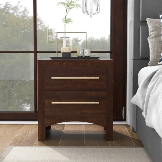 Walnut 2-Drawer Wood Nightstand-Kirkland's Home Best