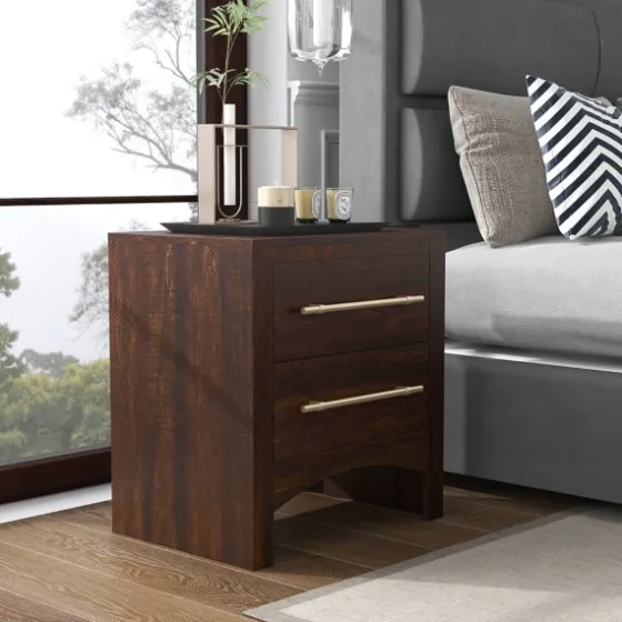 Walnut 2-Drawer Wood Nightstand-Kirkland's Home Best