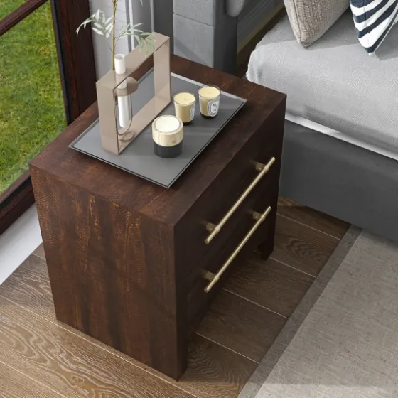 Walnut 2-Drawer Wood Nightstand-Kirkland's Home Best