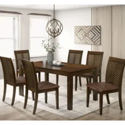 Walnut Finish Chevron Inlay Dining Table-Kirkland's Home Flash Sale