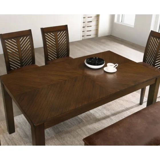 Walnut Finish Chevron Inlay Dining Table-Kirkland's Home Flash Sale