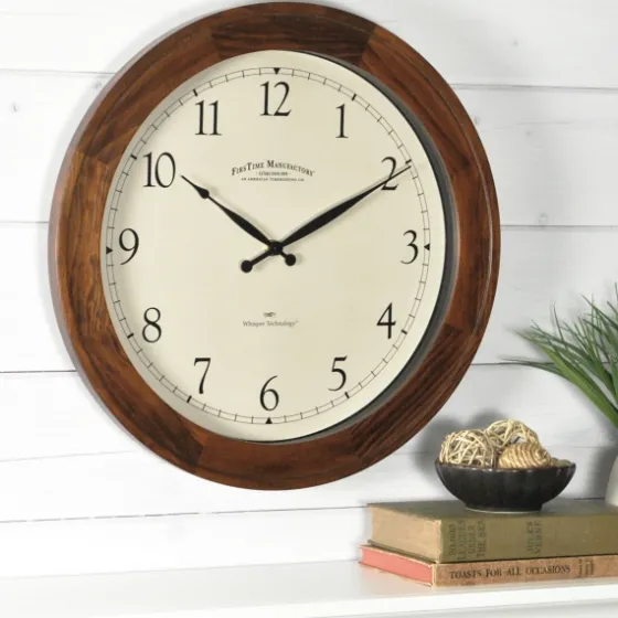 Walnut Garrison Wooden Wall Clock-Kirkland's Home Cheap
