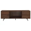 Walnut Mid-Century Modern Glass Shelf Tv Stand-Kirkland's Home Shop