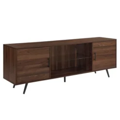 Walnut Mid-Century Modern Glass Shelf Tv Stand-Kirkland's Home Shop