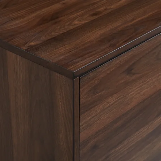 Walnut Mid-Century Modern Glass Shelf Tv Stand-Kirkland's Home Shop