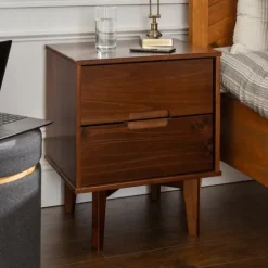 Walnut Mid-Century Modern 2-Drawer Nightstand-Kirkland's Home Cheap