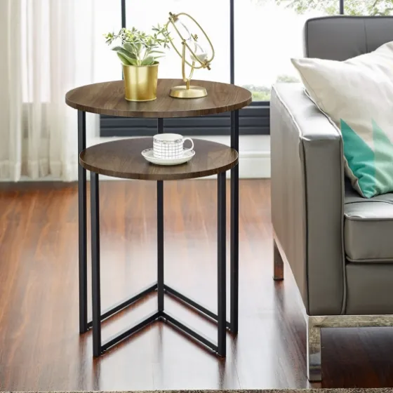Walnut Nesting V-Leg Accent Tables, Set Of 2-Kirkland's Home Shop