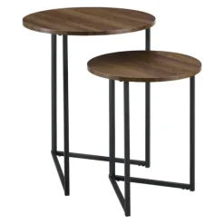 Walnut Nesting V-Leg Accent Tables, Set Of 2-Kirkland's Home Shop