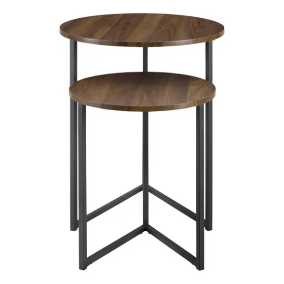 Walnut Nesting V-Leg Accent Tables, Set Of 2-Kirkland's Home Shop