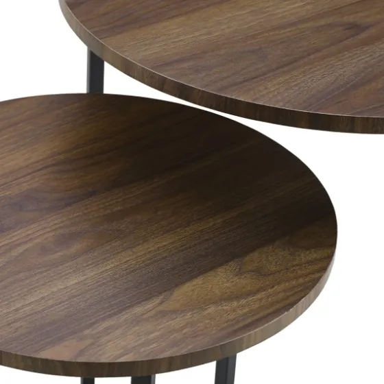 Walnut Nesting V-Leg Accent Tables, Set Of 2-Kirkland's Home Shop