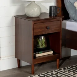 Walnut One-Drawer Wood Nightstand-Kirkland's Home Clearance