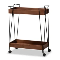 Walnut Paulownia 2-Tier Tray Bar Cart-Kirkland's Home Online