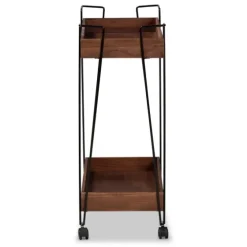 Walnut Paulownia 2-Tier Tray Bar Cart-Kirkland's Home Online