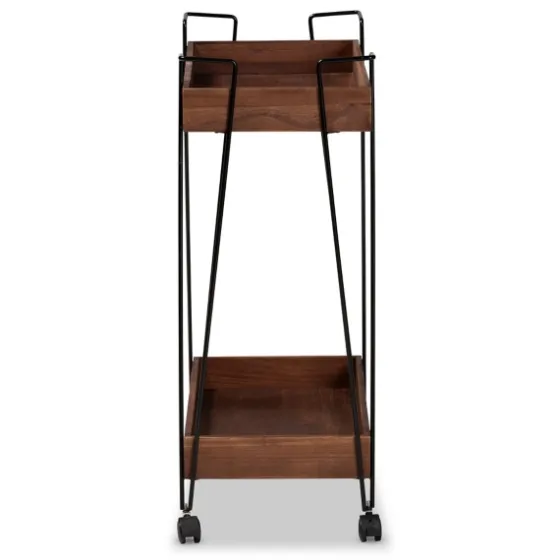 Walnut Paulownia 2-Tier Tray Bar Cart-Kirkland's Home Online
