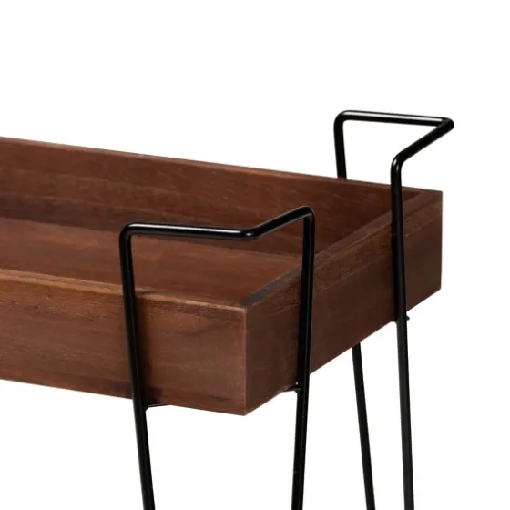 Walnut Paulownia 2-Tier Tray Bar Cart-Kirkland's Home Online