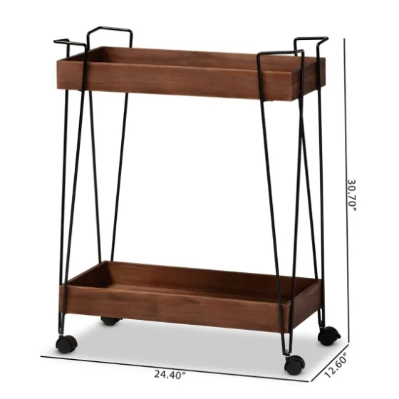 Walnut Paulownia 2-Tier Tray Bar Cart-Kirkland's Home Online