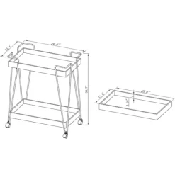 Walnut Paulownia 2-Tier Tray Bar Cart-Kirkland's Home Online