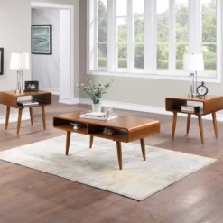 Walnut 3-Pc. Wood Coffee And Side Table Set-Kirkland's Home New