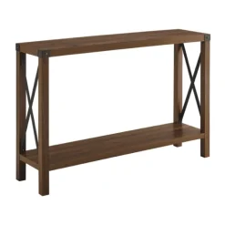 Walnut Rustic Farmhouse X-Frame Console Table-Kirkland's Home Best Sale