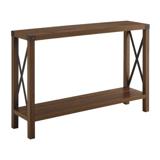 Walnut Rustic Farmhouse X-Frame Console Table-Kirkland's Home Best Sale
