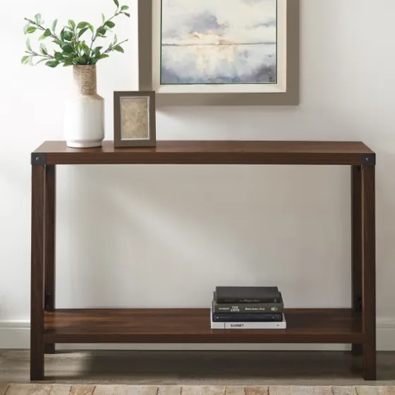 Walnut Rustic Farmhouse X-Frame Console Table-Kirkland's Home Best Sale
