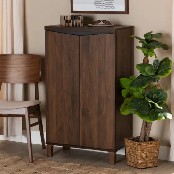 Walnut Slim Shoe Storage Cabinet-Kirkland's Home Flash Sale