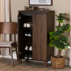 Walnut Slim Shoe Storage Cabinet-Kirkland's Home Flash Sale