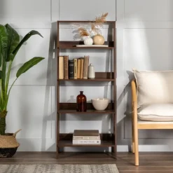 Walnut 4-Tier Ladder Bookshelf-Kirkland's Home Best Sale