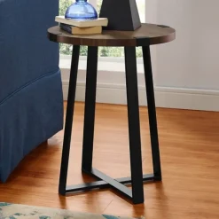 Walnut Urban Rustic Round Accent Table-Kirkland's Home Shop