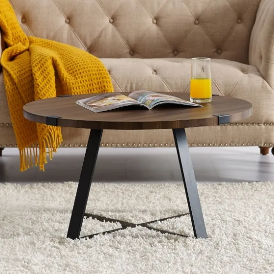 Walnut Urban Rustic Round Coffee Table-Kirkland's Home Shop