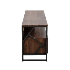 Walnut Wood And Black Steel Media Stand-Kirkland's Home Online