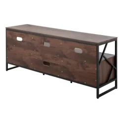 Walnut Wood And Black Steel Media Stand-Kirkland's Home Online