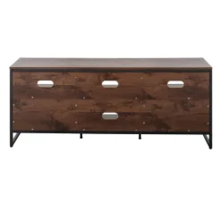 Walnut Wood And Black Steel Media Stand-Kirkland's Home Online