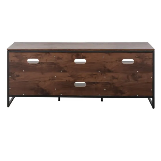Walnut Wood And Black Steel Media Stand-Kirkland's Home Online
