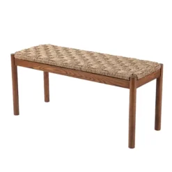 Walnut Wood And Woven Seagrass Bench-Kirkland's Home Flash Sale