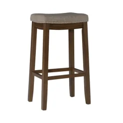 Walnut Wood Bar Stool With Cushion-Kirkland's Home Outlet