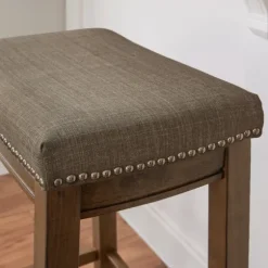 Walnut Wood Bar Stool With Cushion-Kirkland's Home Outlet