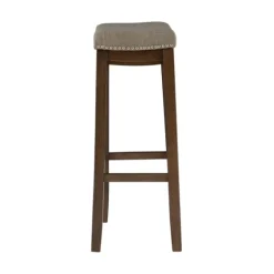 Walnut Wood Bar Stool With Cushion-Kirkland's Home Outlet
