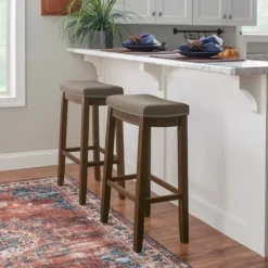 Walnut Wood Bar Stool With Cushion-Kirkland's Home Outlet