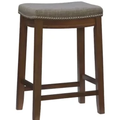 Walnut Wood Counter Stool With Cushion-Kirkland's Home Sale