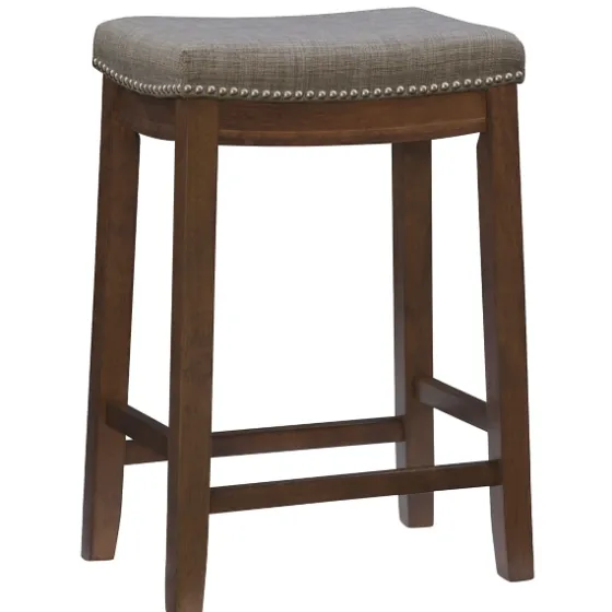 Walnut Wood Counter Stool With Cushion-Kirkland's Home Sale