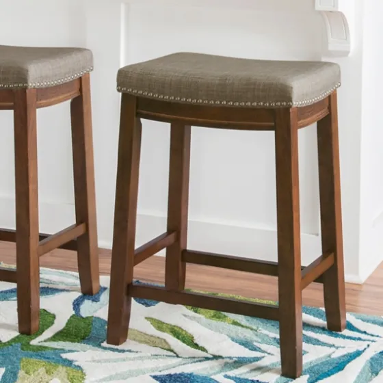 Walnut Wood Counter Stool With Cushion-Kirkland's Home Sale