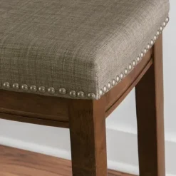 Walnut Wood Counter Stool With Cushion-Kirkland's Home Sale