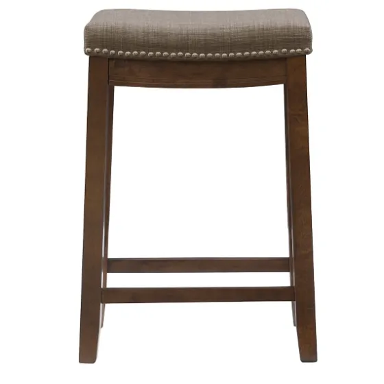Walnut Wood Counter Stool With Cushion-Kirkland's Home Sale