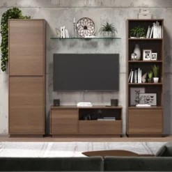 Walnut Wood 2-Door Modern Bookshelf-Kirkland's Home Discount